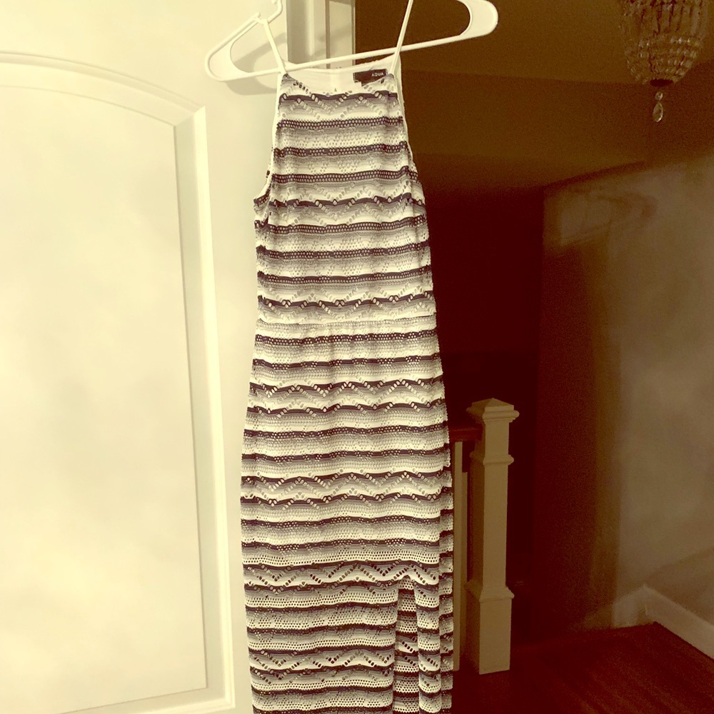 AQUA Striped Maxi Dress